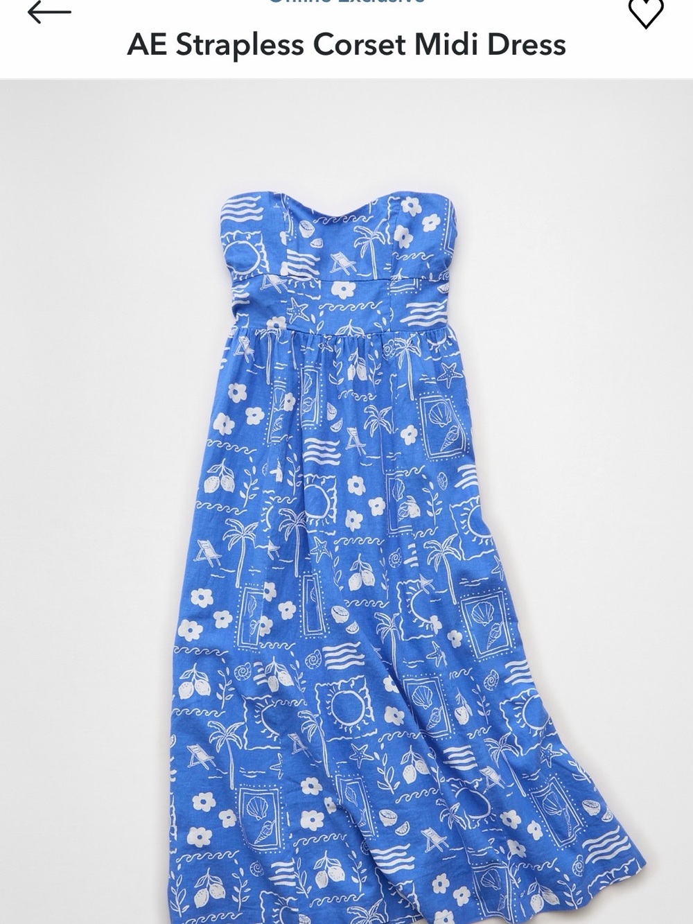 American Eagle Outfitters Blue Floral Strapless Smocked Dress